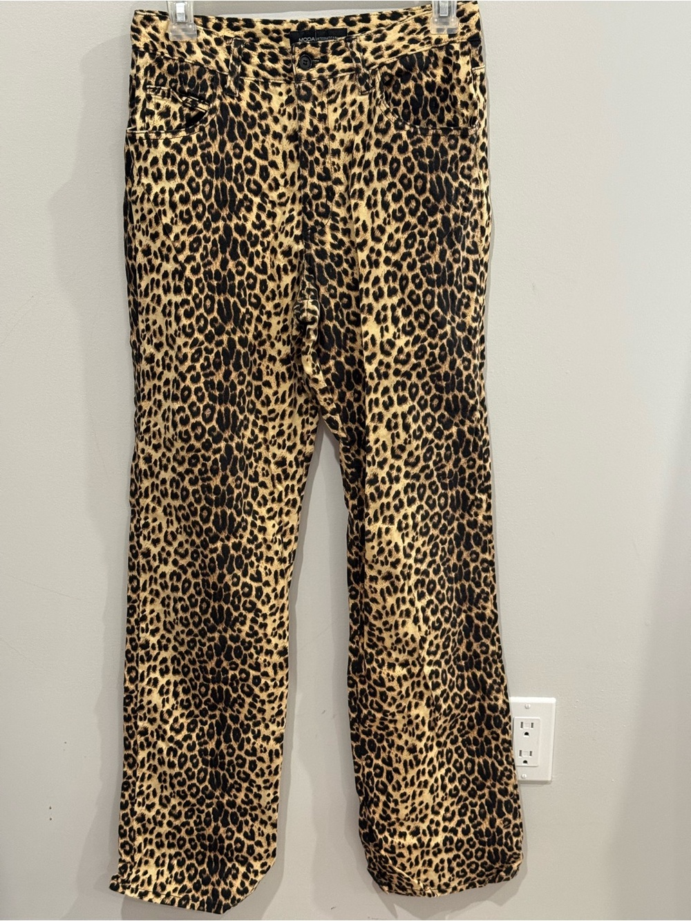 Moda International 8 Tall Leopard Print Pants - Tan/Black 585
